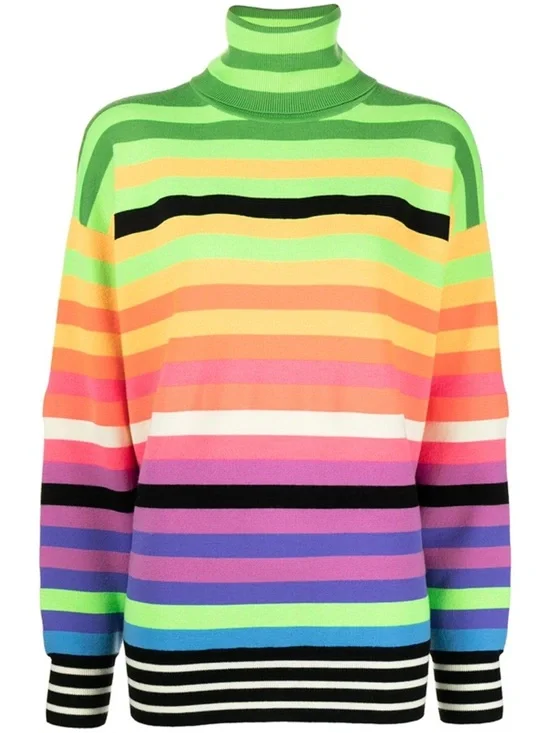 CHRISTOPHER JOHN ROGERS
Oversized Striped Turtleneck Sweater In Rainbow Multi - Picture 5 of 11